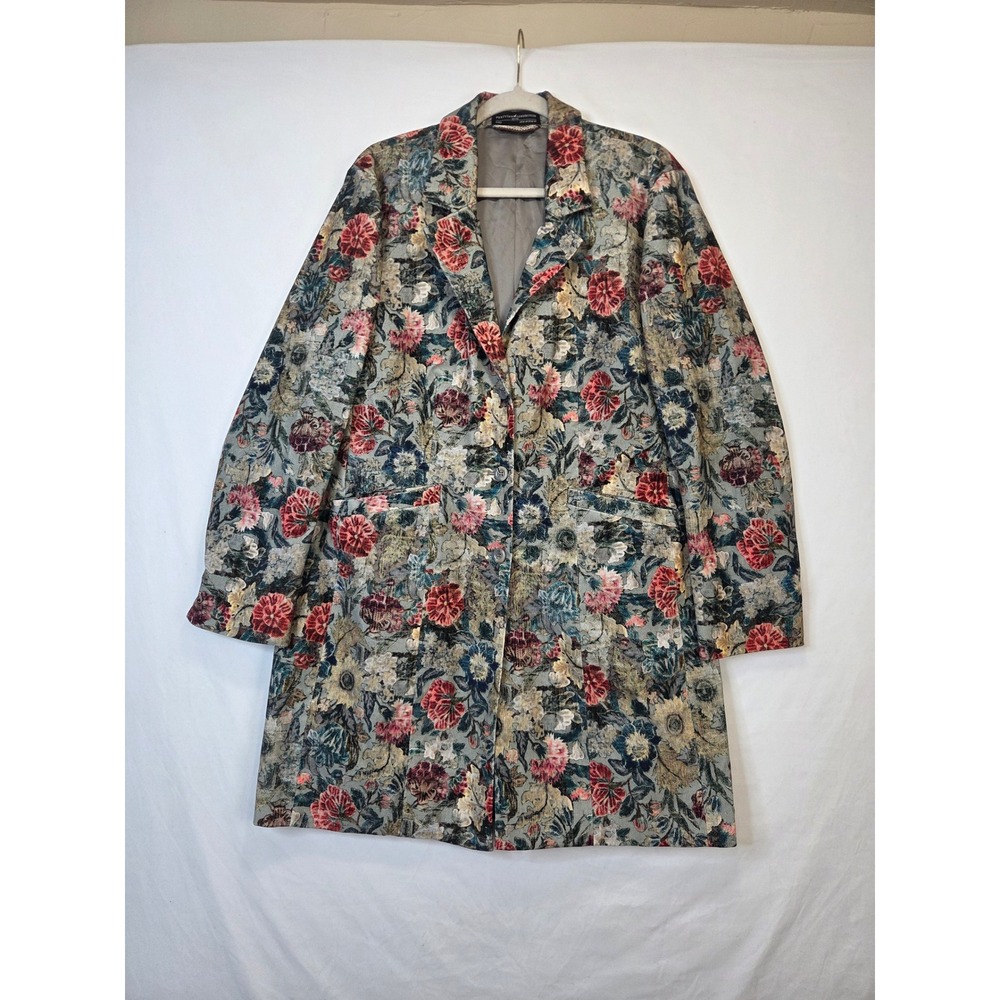 Peruvian Connection Women's US 18 Floral Tapestry Long Coat Blazer Cotton - Picture 9 of 14